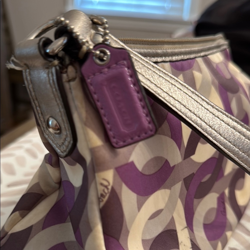Coach Purple Silver and Cream Shoulder Bag - Picture 2 of 6